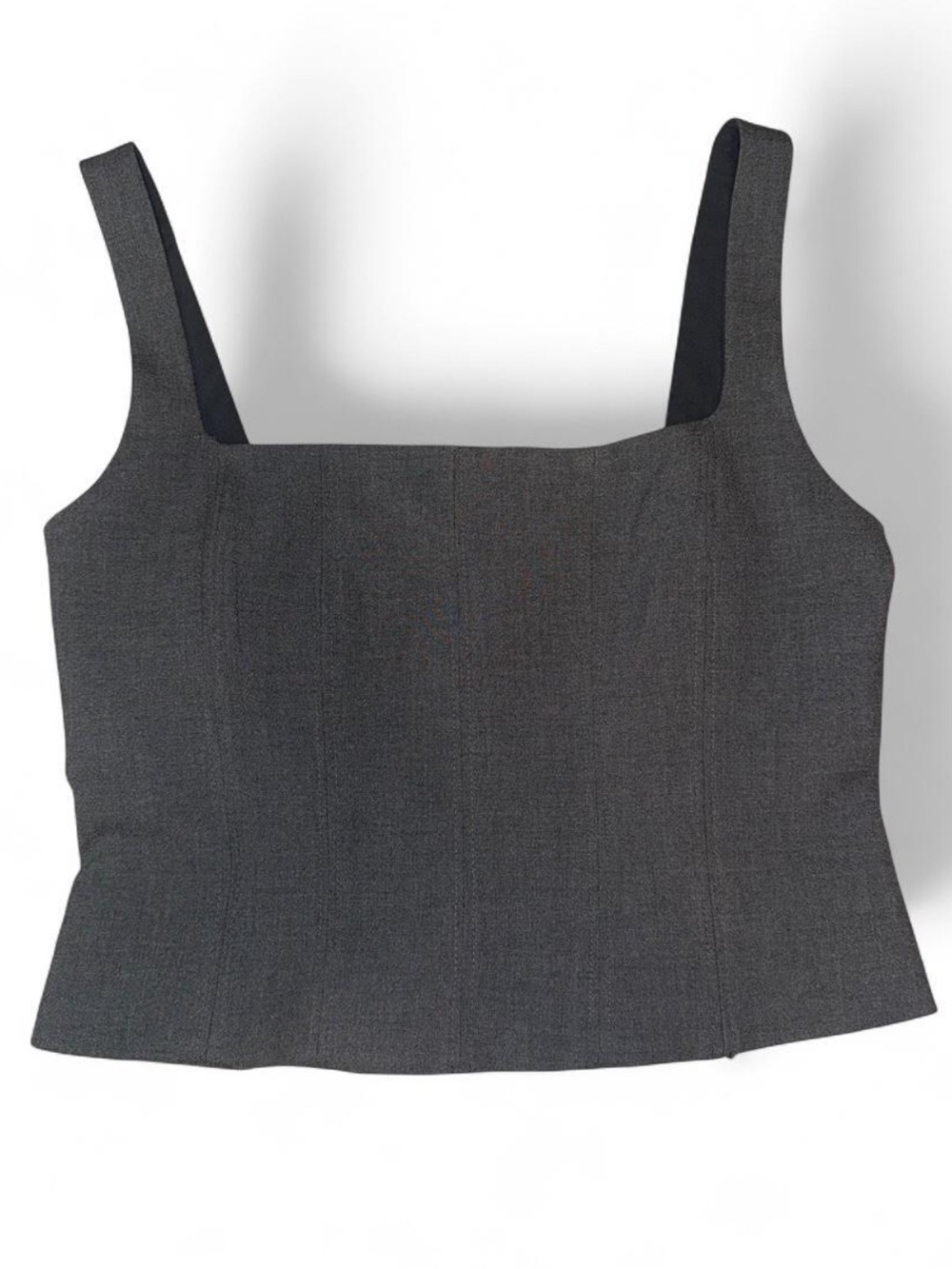 Zara gray square neck top with zipper in size XL